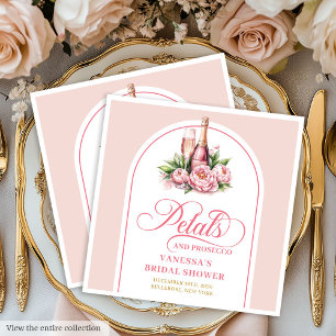 Elegant Blush and Gold Petals and Prosecco Napkins