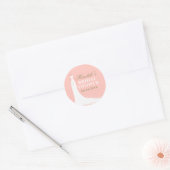 Elegant Blush and Gold Wedding Gown Bridal Shower Classic Round Sticker (Envelope)