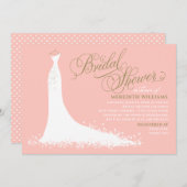 Elegant Blush and Gold Wedding Gown Bridal Shower Invitation (Front/Back)