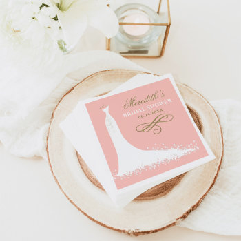 Elegant Blush And Gold Wedding Gown Bridal Shower Napkins by Plush_Paper at Zazzle