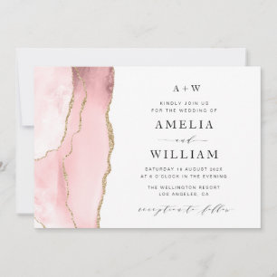 elegant blush and gold wedding invitation