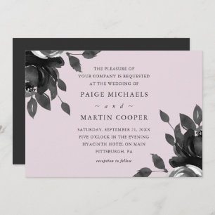 Elegant Blush and Gray Floral Wedding Invitation