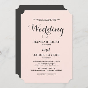 Elegant Blush and Gray Wedding Invitation