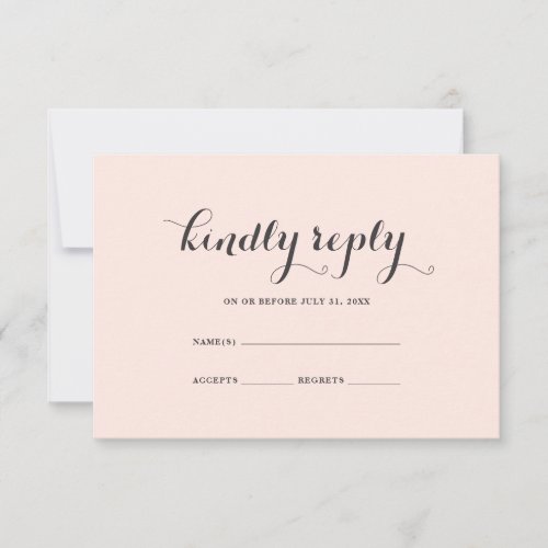 Elegant Blush and Gray Wedding RSVP Card
