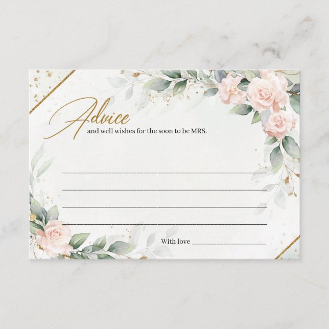  Elegant blush and greenery Advice for the bride Enclosure Card (Front)