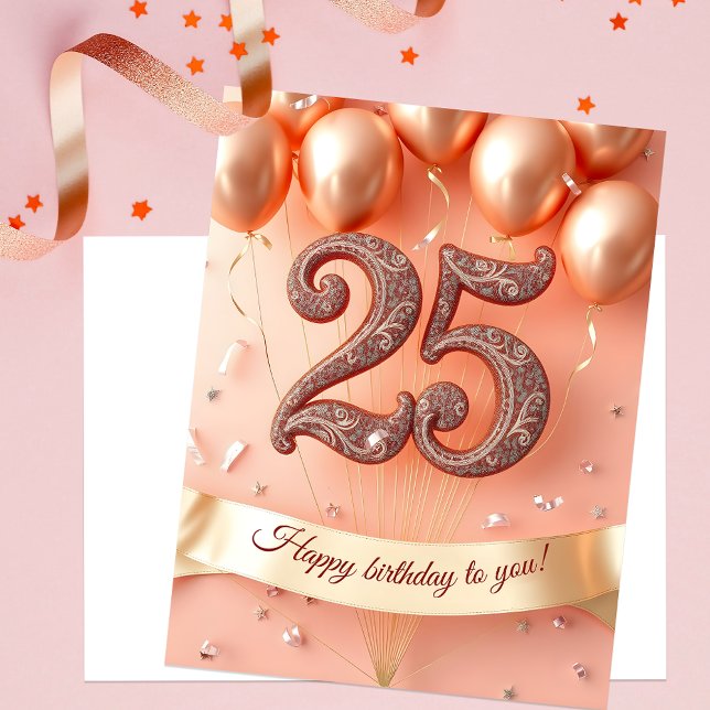 Elegant Blush and Rose Gold 25th Birthday Postcard (Creator Uploaded)