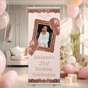 Elegant Blush and Rose Gold Welcome with Photo Retractable Banner