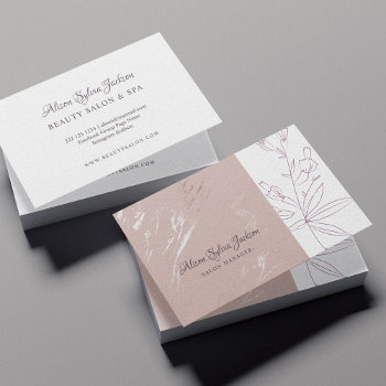 Elegant Blush And White Glam Beauty Salon Manager Business Card by uniqueoffice at Zazzle