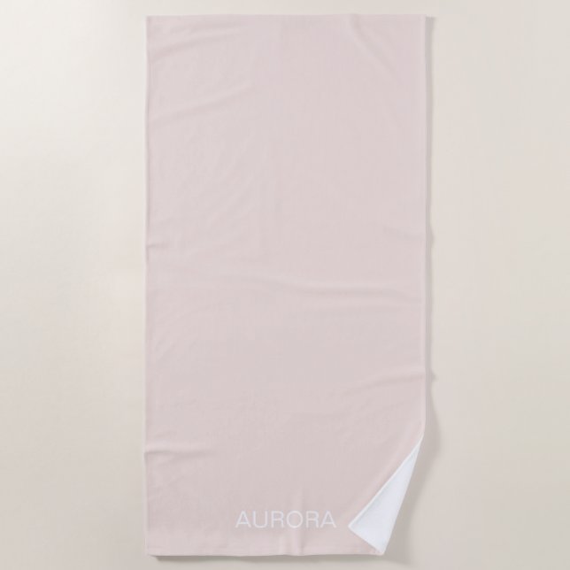 Elegant Blush Beige Personalized Name  Beach Towel (Front)