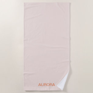 Elegant Blush Beige Personalized Name  Beach Towel
