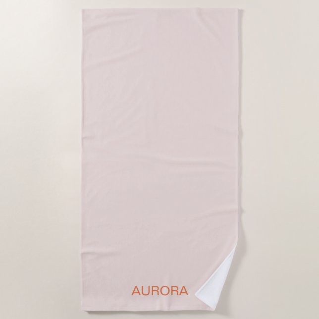Elegant Blush Beige Personalized Name  Beach Towel (Front)