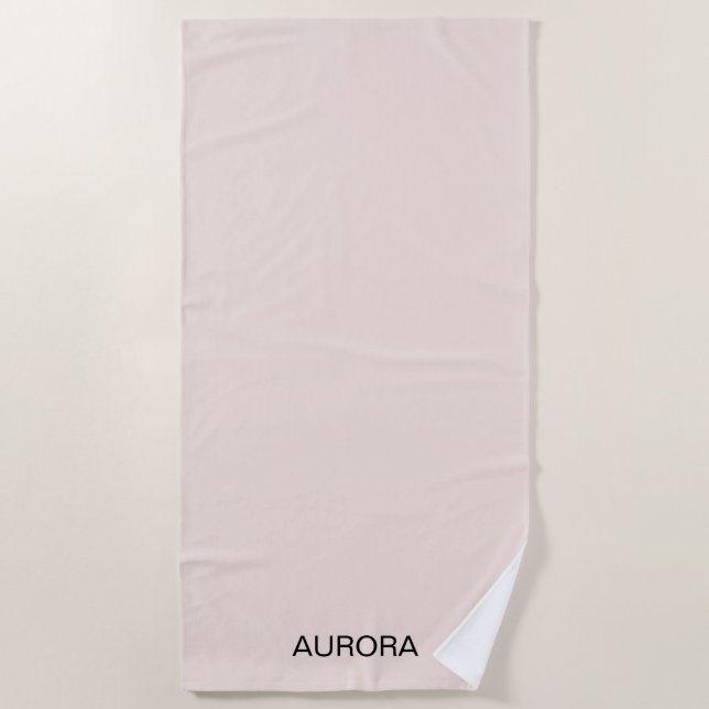 Elegant Blush Beige Personalized Name  Beach Towel (Front)