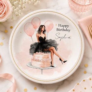 Elegant Blush Birthday Girl Party Plate