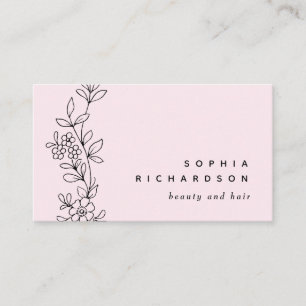 Elegant Blush Black Botanical   Any Editable Color Business Card
