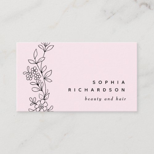 Elegant Blush Black Botanical  Any Editable Color Business Card