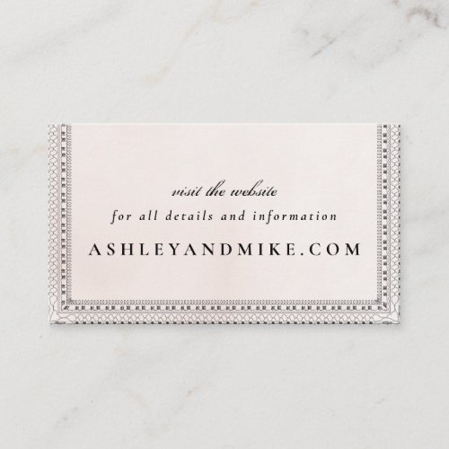 Elegant Blush  Black Watercolor Lace Mini Website Enclosure Card