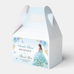 Elegant Blush Blue Floral Quinceañera Birthday  Favor Boxes