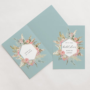 Elegant Blush Bohemian Floral Bridal Shower Card