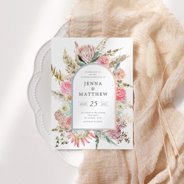 Elegant Blush Bohemian Floral Wedding Invitation (Creator Uploaded)