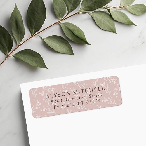 Elegant Blush Botanical Return Address Label