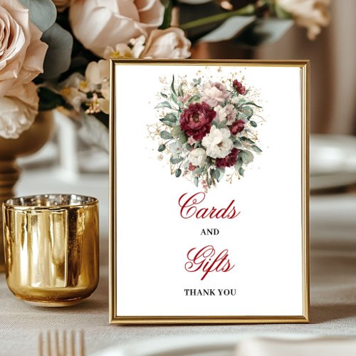 Elegant Blush Burgundy Cards and Gifts Sign