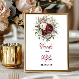 Elegant Blush Burgundy Cards and Gifts Tabletop Poster