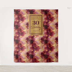 Elegant Blush Burgundy Gold 30th Birthday Party   Tapestry