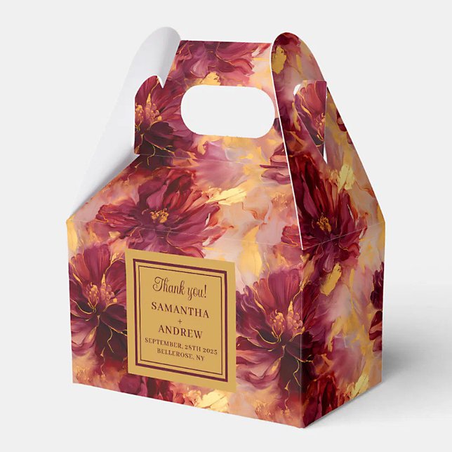 Elegant Blush Burgundy Gold Boho Wedding Favor Box (Elegant Blush Burgundy Gold Boho Wedding Favor Box)