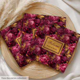Elegant Blush Burgundy Gold Custom Cloth Wedding  Napkin