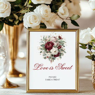 Elegant Blush Burgundy Love is Sweet 8x10 Wedding Poster