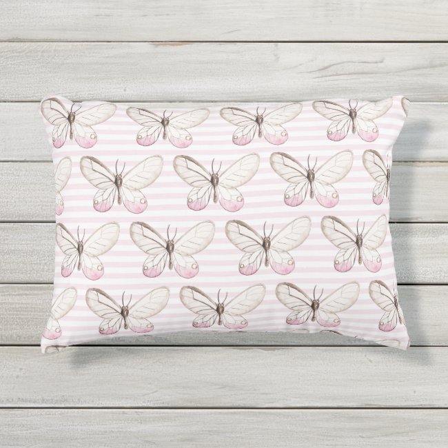 Elegant Blush Butterflies Pattern Outdoor Pillow