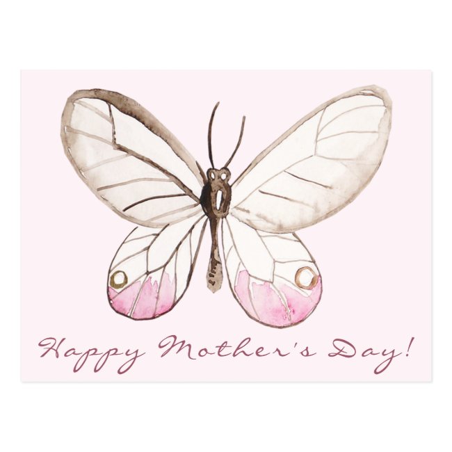 Elegant Blush Butterfly | Mother's Day Postcard