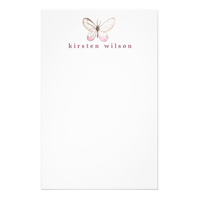 Elegant Blush Butterfly Personalized Stationary