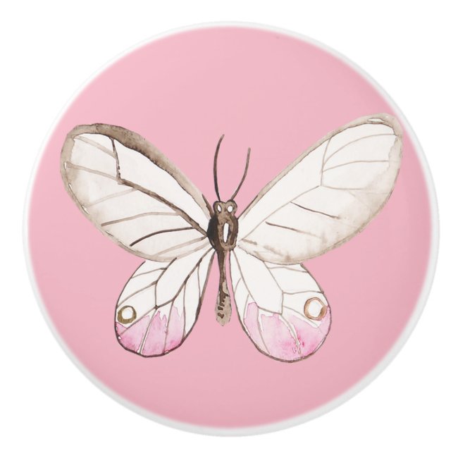 Elegant Blush Butterfly Pink Ceramic Knob
