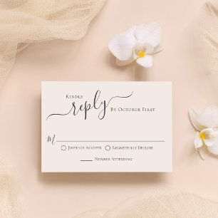 Elegant Blush Calligraphy Ampersand Guest RSVP Card