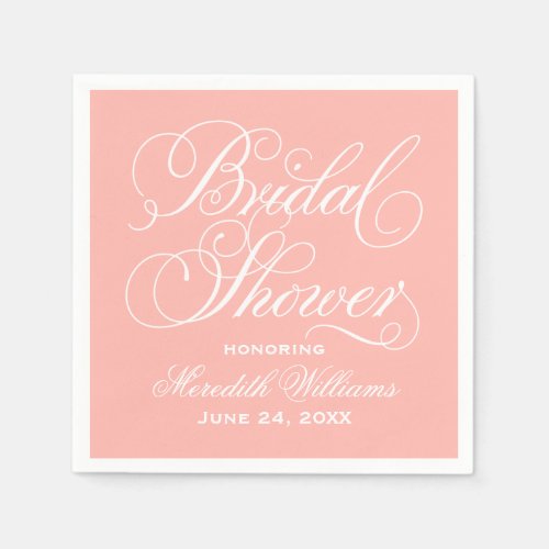 Elegant Blush Calligraphy Wedding Bridal Shower Napkins