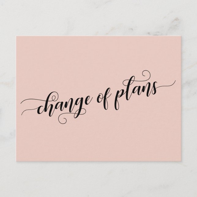 Elegant Blush Change of Plans Postponed Wedding Postcard (Front)