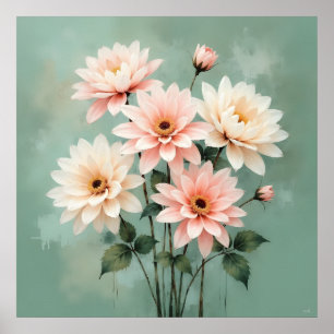 Elegant Blush Chrysanthemum Art Poster