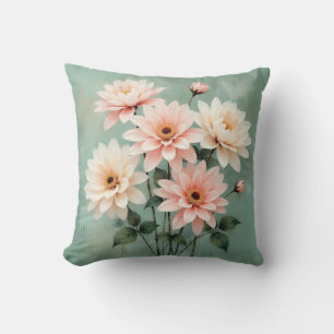 Elegant Blush Chrysanthemum Art Throw Pillow
