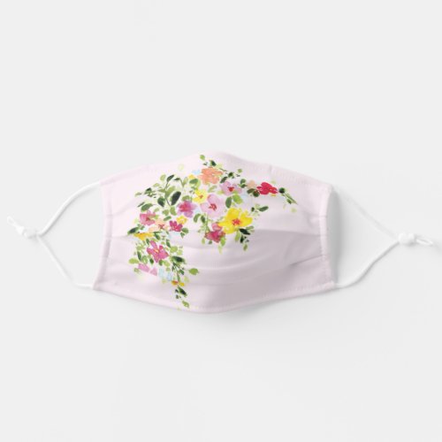 Elegant blush colorful watercolor floral adult cloth face mask