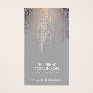 Elegant Blush Confetti Rain Pattern Gray Business Card