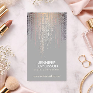 Elegant Blush Confetti Rain Pattern Gray Business Card