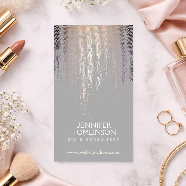 Elegant Blush Confetti Rain Pattern Gray Business Card (Creator Uploaded)