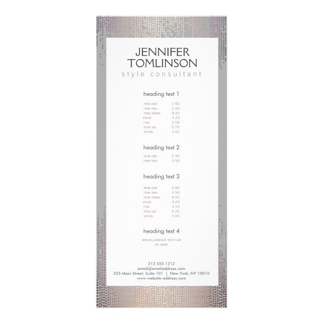 Elegant Blush Confetti Rain Pattern Gray Rack Card (Front)