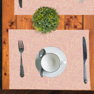 Elegant Blush Cream Gold Floral Pattern Cloth Placemat