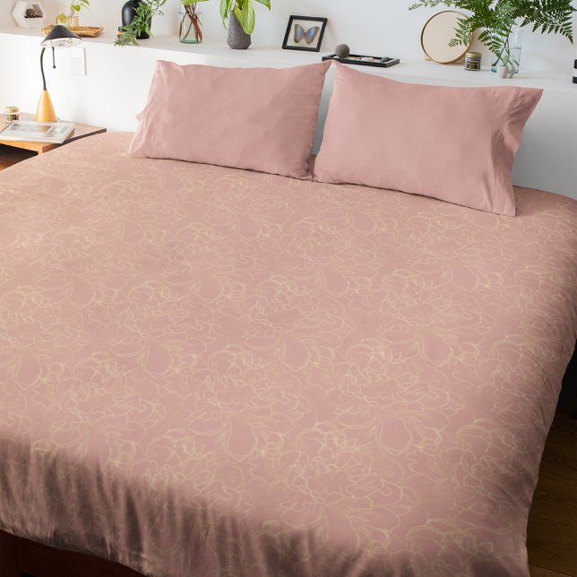 Elegant Blush Cream Gold Floral Pattern Duvet Cover (Creator Uploaded)