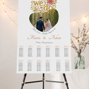 Elegant Blush Dahlias Golden Script Wedding Photo Foam Board