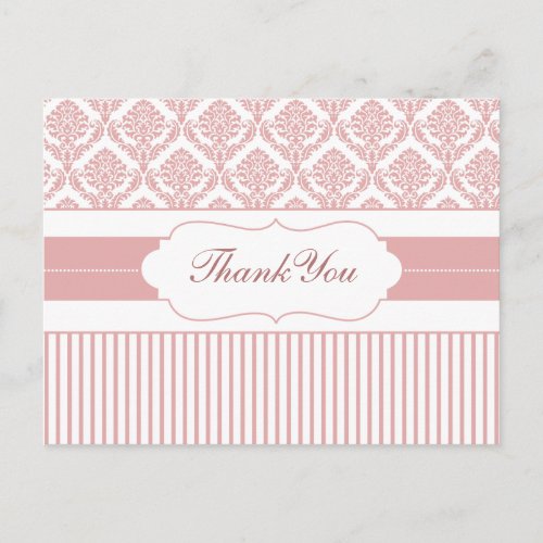 Elegant Blush Damask Stylish Modern Wedding Postcard