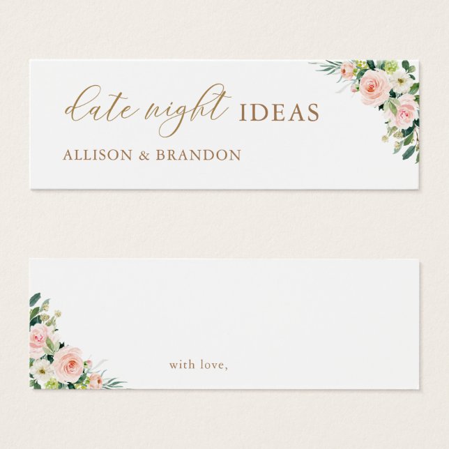 Elegant Blush Date Night Ideas Wedding Shower Card (Front & Back)