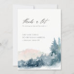 ELEGANT BLUSH DUSKY BLUE MOUNTAINS PINE WEDDING THANK YOU CARD<br><div class="desc">For any further customisation or any other matching items,  please feel free to contact me at yellowfebstudio@gmail.com</div>